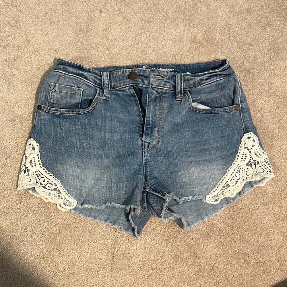 Mossimo High Rise Denim Shorts w/ lace